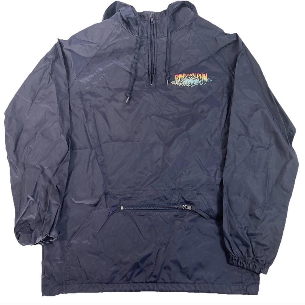 Pink Dolphin Womens Navy Blue Windbreaker 1/4 Zip Size S